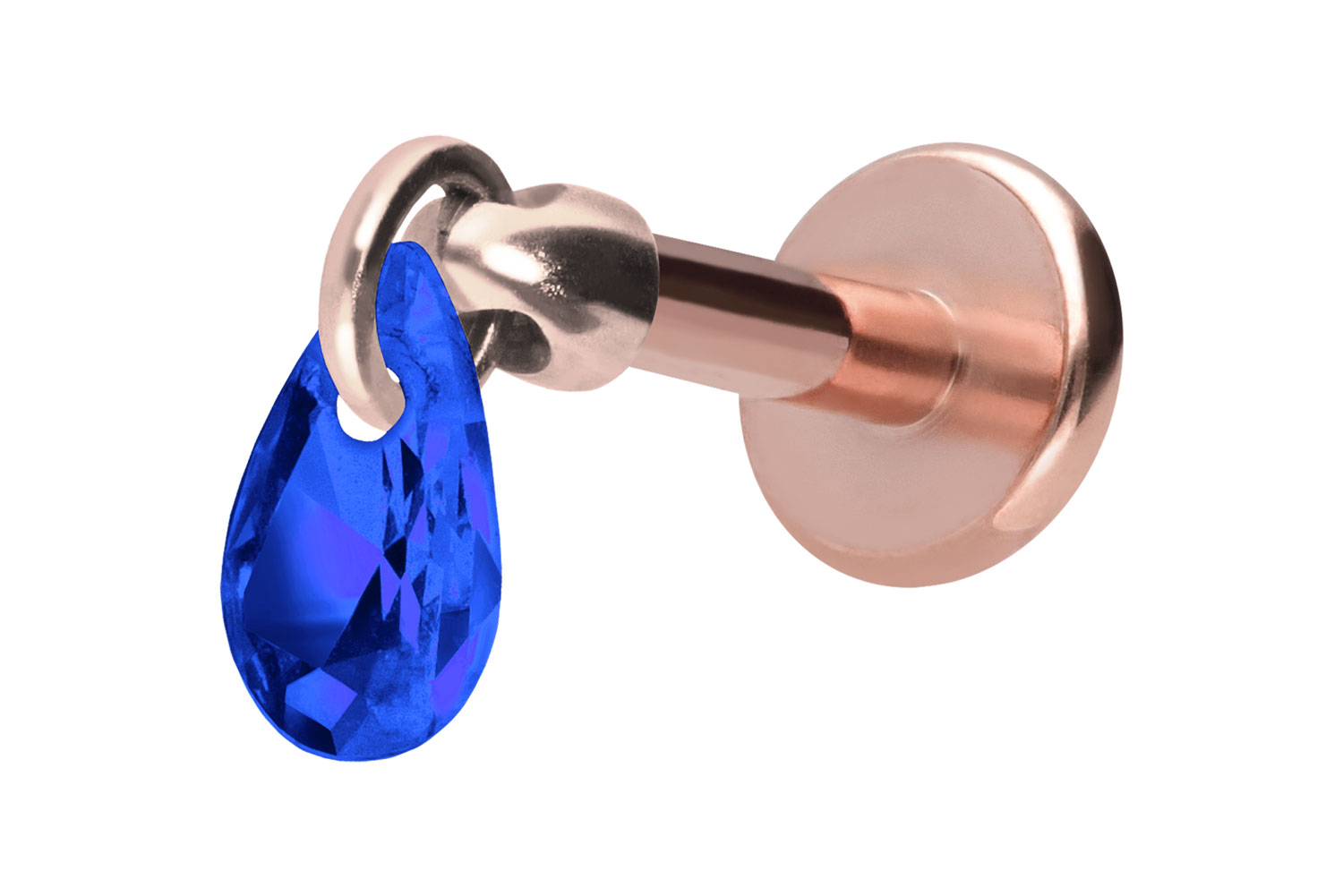 Titan Labret Piercing mit Innengewinde KRISTALLTROPFEN